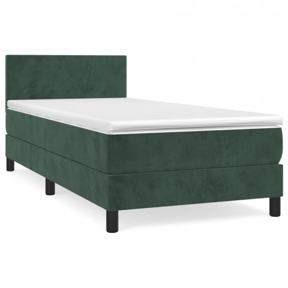 Cadre de lit avec matelas Vert foncé 90x200 cm