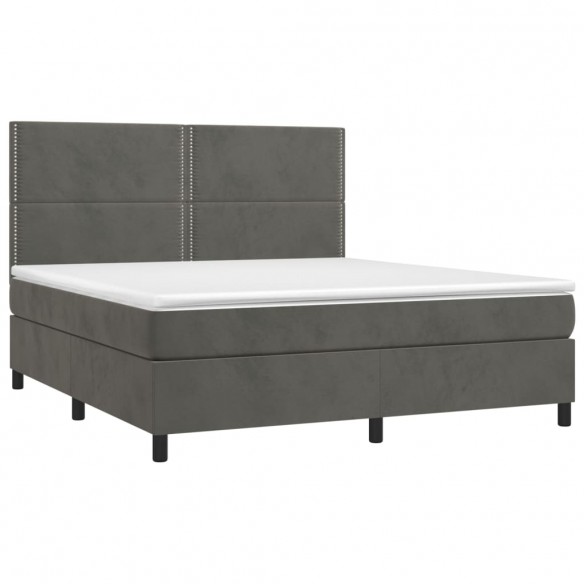 Cadre de lit matelas et LED Gris foncé 180x200 cm