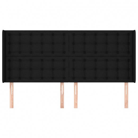 Tête de lit avec oreilles Noir 203x16x118/128 cm Tissu