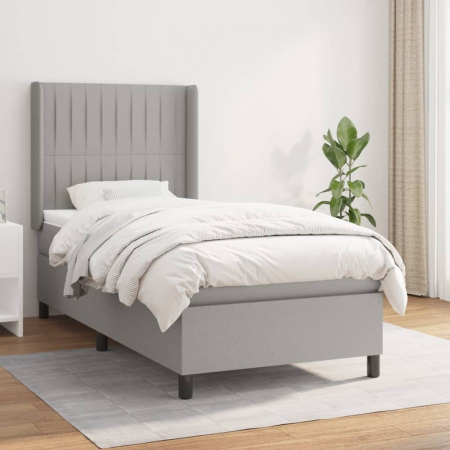 Sommier à lattes de lit avec matelas Gris clair 80x200 cm Tissu