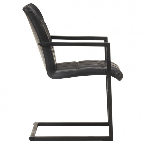 Chaises à manger cantilever lot de 2 noir cuir véritable