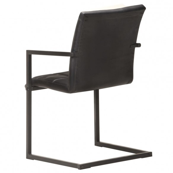 Chaises à manger cantilever lot de 2 noir cuir véritable