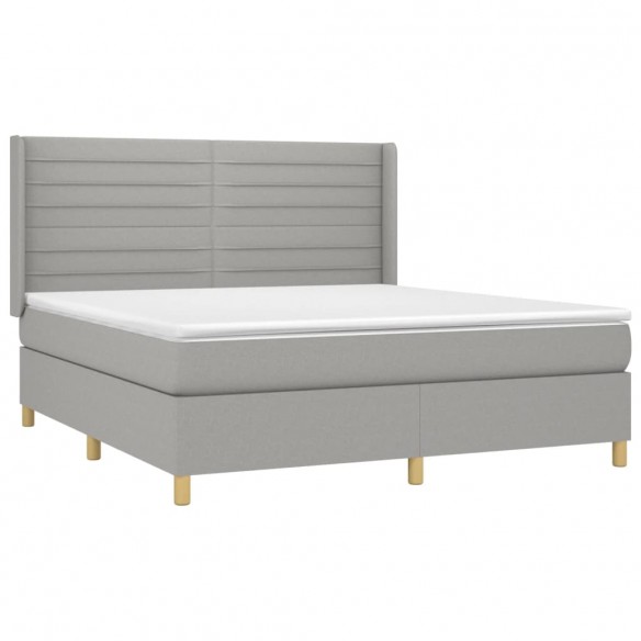 Cadre de lit matelas LED Gris clair 180x200 cm Tissu