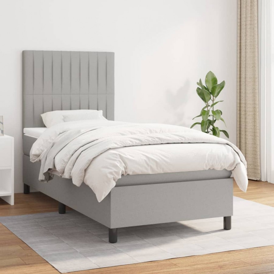 Sommier à lattes de lit avec matelas Gris clair 80x200 cm Tissu