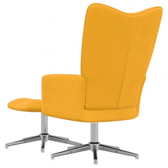 Chaise de relaxation avec repose-pied Jaune moutarde Velours