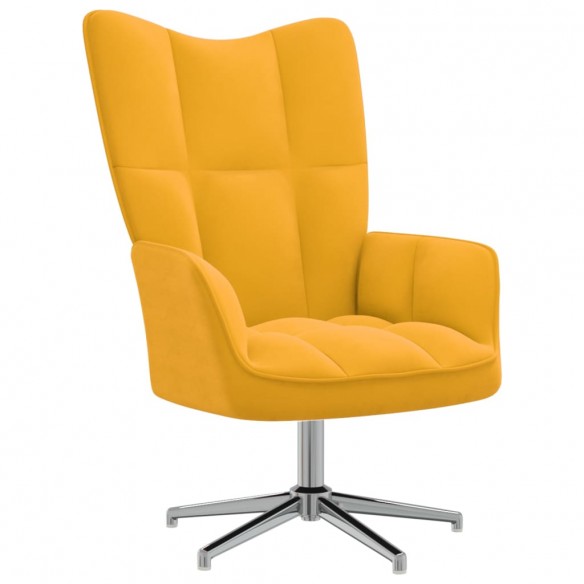 Chaise de relaxation avec repose-pied Jaune moutarde Velours