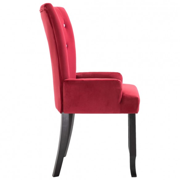 Chaises à manger avec accoudoirs lot de 2 rouge velours