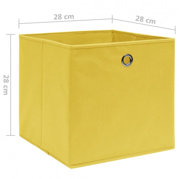 Boîtes de rangement 4 pcs Tissu intissé 28x28x28 cm Jaune