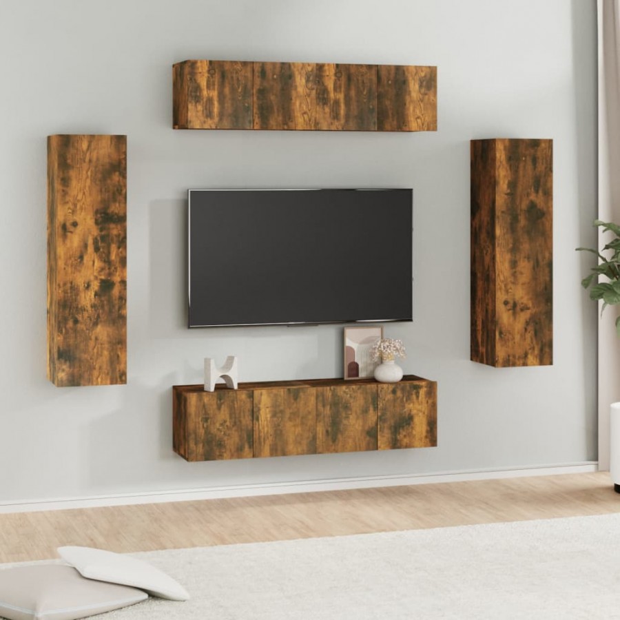 Ensemble de meubles TV 6 pcs Chêne fumé Bois d'ingénierie