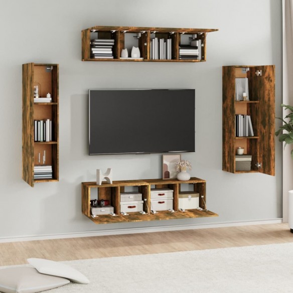 Ensemble de meubles TV 6 pcs Chêne fumé Bois d'ingénierie