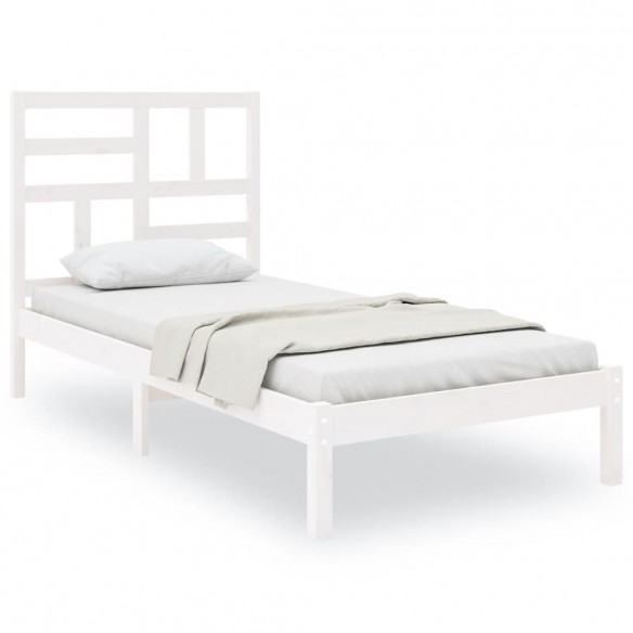 Cadre de lit Blanc Bois massif 90x190 cm Simple