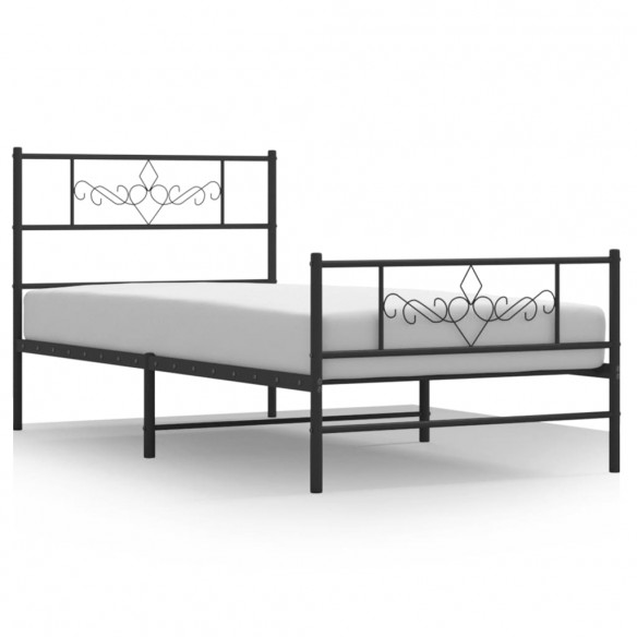 Cadre de lit métal avec tête de lit/pied de lit noir 90x190 cm