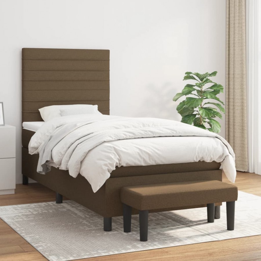 Cadre de lit avec matelas Marron foncé 80x200 cm