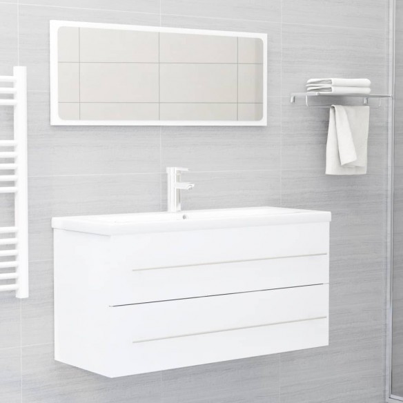 Ensemble de meubles de salle de bain 2 pcs Blanc Aggloméré