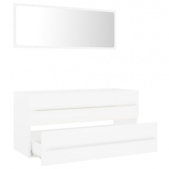 Ensemble de meubles de salle de bain 2 pcs Blanc Aggloméré