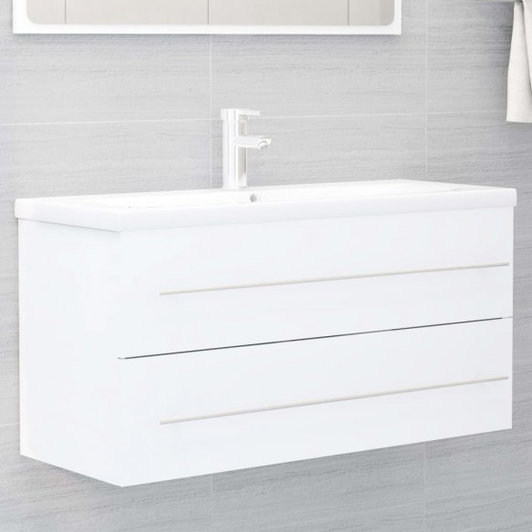 Ensemble de meubles de salle de bain 2 pcs Blanc Aggloméré