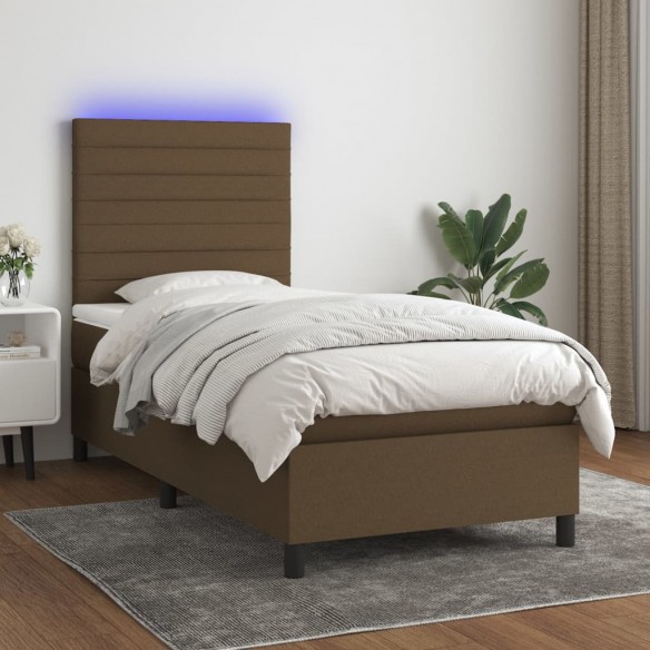 Cadre de lit et matelas et LED Marron foncé 80x200cm