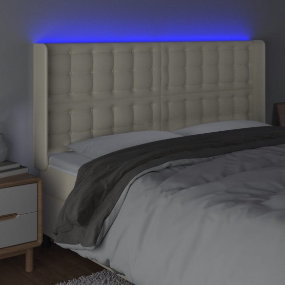 Tête de lit à LED Crème 183x16x118/128 cm Similicuir