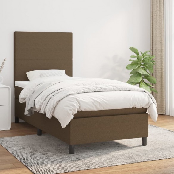 Cadre de lit avec matelas Marron foncé 80x200 cm