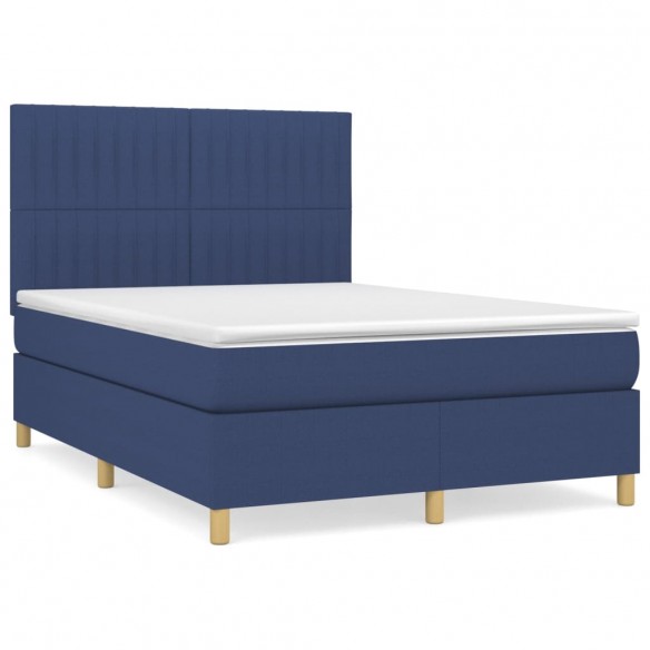 Cadre de lit avec matelas Bleu 140x190 cm Tissu