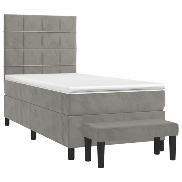 Cadre de lit et matelas Gris clair 80x200 cm Velours