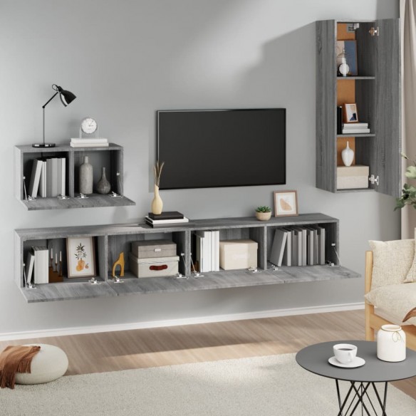 Ensemble de meubles TV 4 pcs Sonoma gris Bois d'ingénierie