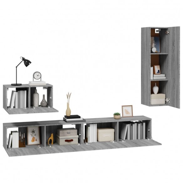 Ensemble de meubles TV 4 pcs Sonoma gris Bois d'ingénierie