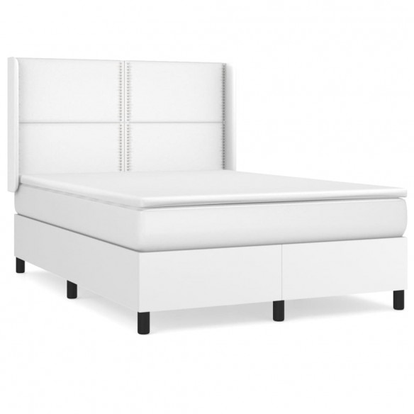 Sommier à lattes de lit avec matelas Blanc 140x190cm Similicuir