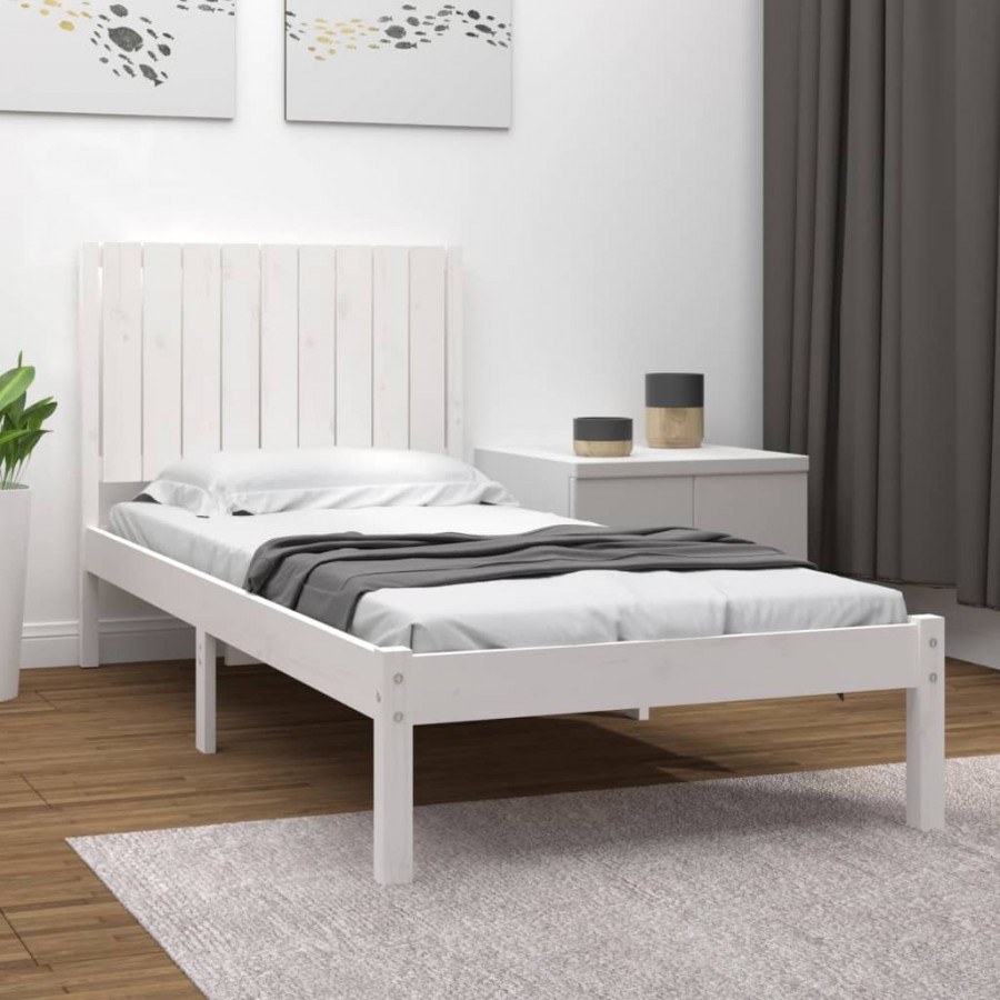 Cadre de lit Blanc Bois de pin massif 90x190 cm Simple