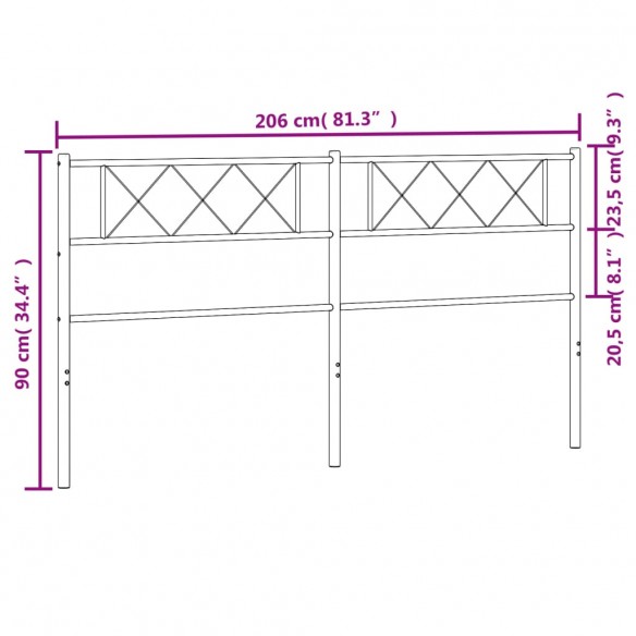 Tête de lit métal noir 200 cm