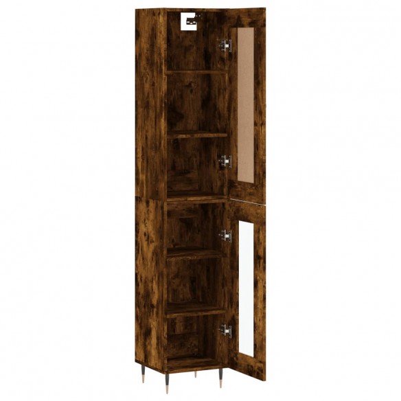 Buffet haut Chêne fumé 34,5x34x180 cm Bois d'ingénierie