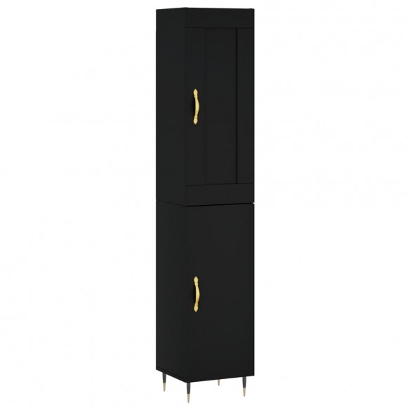 Buffet haut Noir 34,5x34x180 cm Bois d'ingénierie