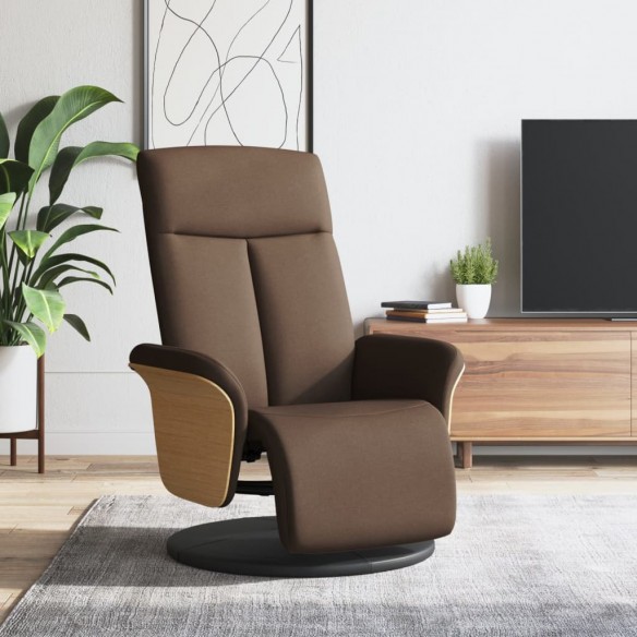 Fauteuil inclinable avec repose-pieds marron tissu