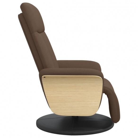 Fauteuil inclinable avec repose-pieds marron tissu