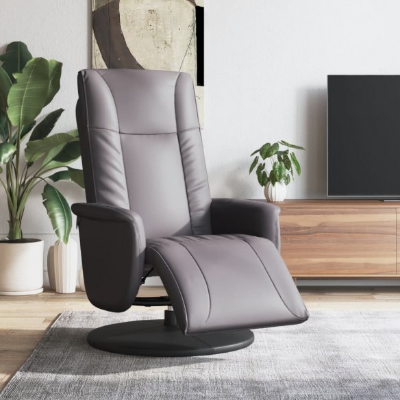 Fauteuil inclinable avec repose-pieds gris similicuir