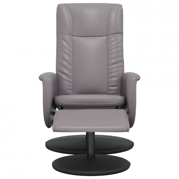 Fauteuil inclinable avec repose-pied gris similicuir