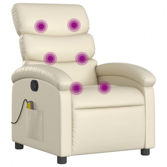 Fauteuil inclinable de massage Crème Similicuir