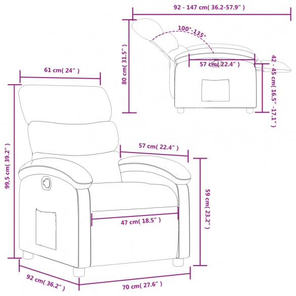 Fauteuil inclinable Crème Similicuir