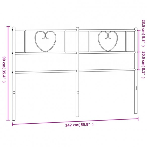 Tête de lit métal blanc 135 cm