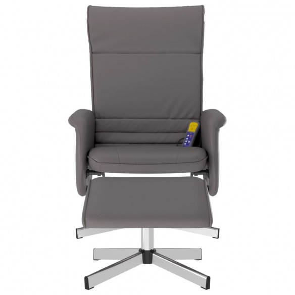 Fauteuil inclinable de massage avec repose-pied gris similicuir