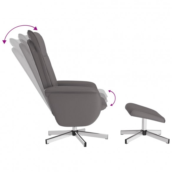 Fauteuil inclinable de massage avec repose-pied gris similicuir