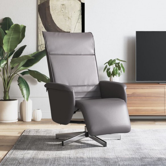 Fauteuil inclinable avec repose-pieds gris similicuir