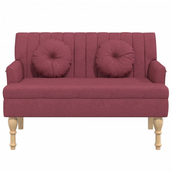 Banc avec coussins rouge bordeaux 113x64,5x75,5 cm tissu