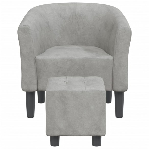 Fauteuil cabriolet avec repose-pied gris clair velours