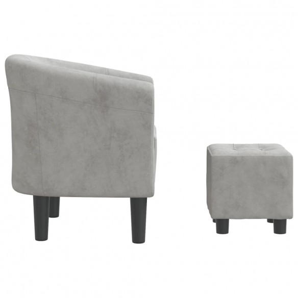 Fauteuil cabriolet avec repose-pied gris clair velours