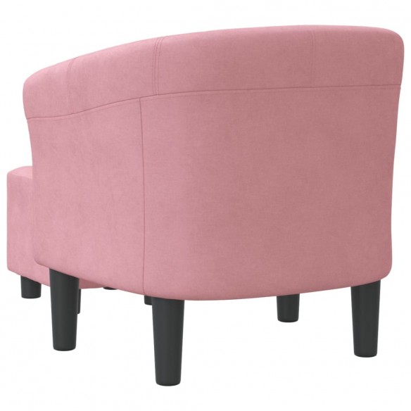 Fauteuil cabriolet avec repose-pied rose velours