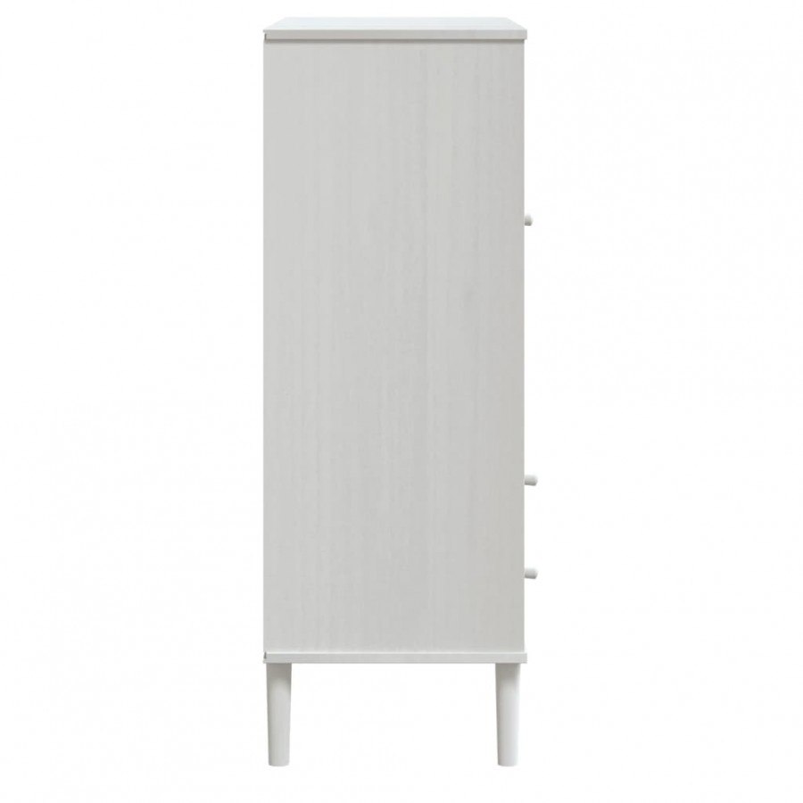 Buffet SENJA aspect rotin blanc 90x40x112cm bois massif de pin