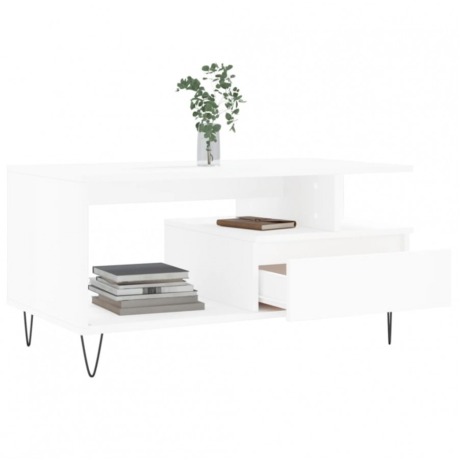 Table basse Blanc 90x49x45 cm 