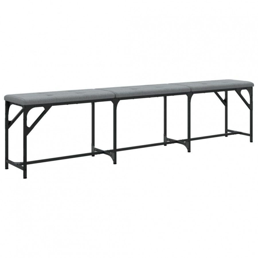 Banc à manger gris clair 186x32x45 cm acier et tissu