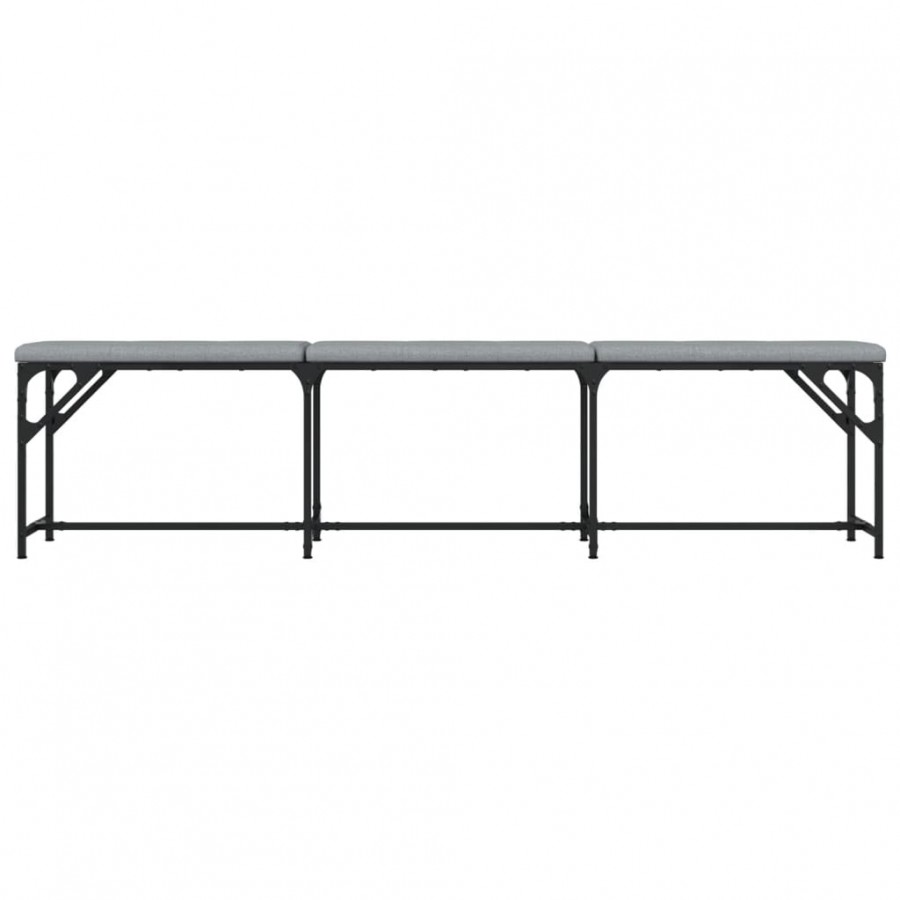 Banc à manger gris clair 186x32x45 cm acier et tissu
